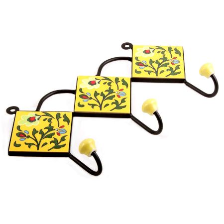 Yellow Forest Green Leaf Tiles Hook